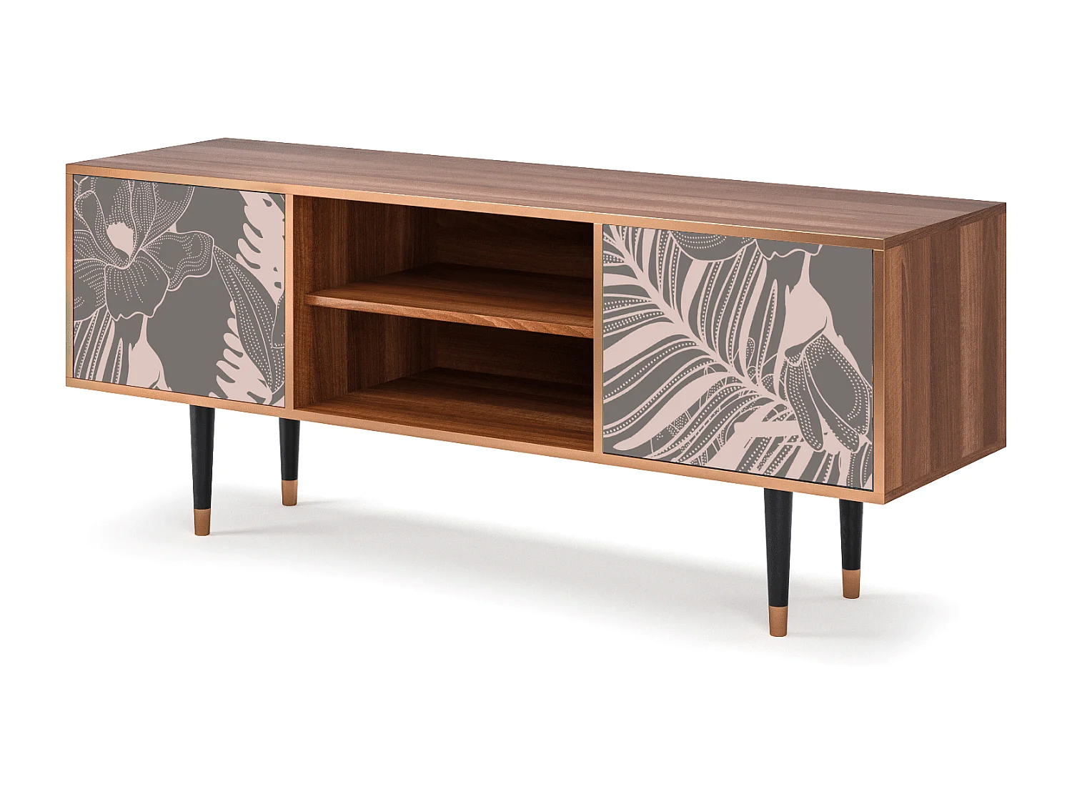 Meuble TV - 170х69х48 cm - T2 - Issabelline Flower, Noyer