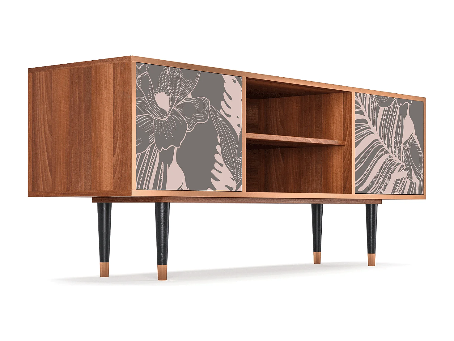 Meuble TV - 170х69х48 cm - T2 - Issabelline Flower, Noyer