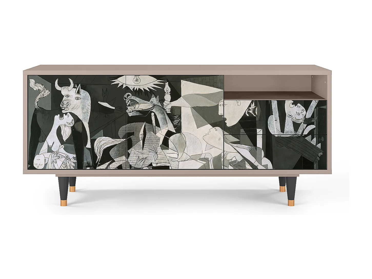 Meuble TV - 125х56х41 cm - T7 - Guernica by Picasso, Latte