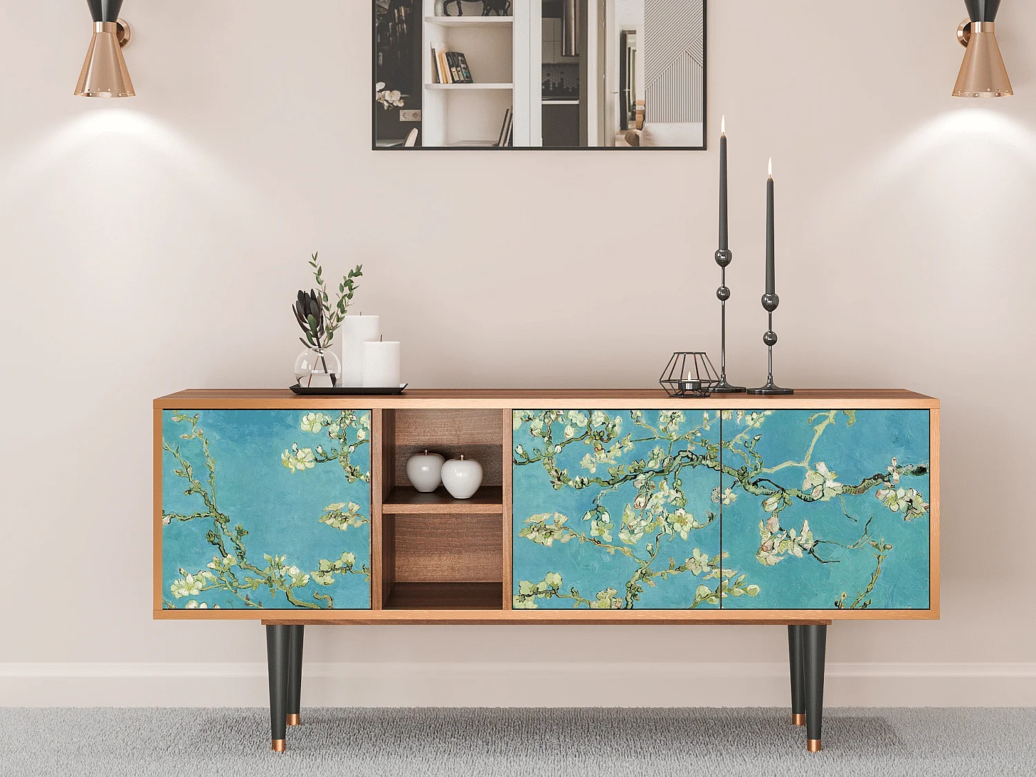 Mueble de TV - 150х69х41 cm - T5 - Almond Blossom, Nogueira