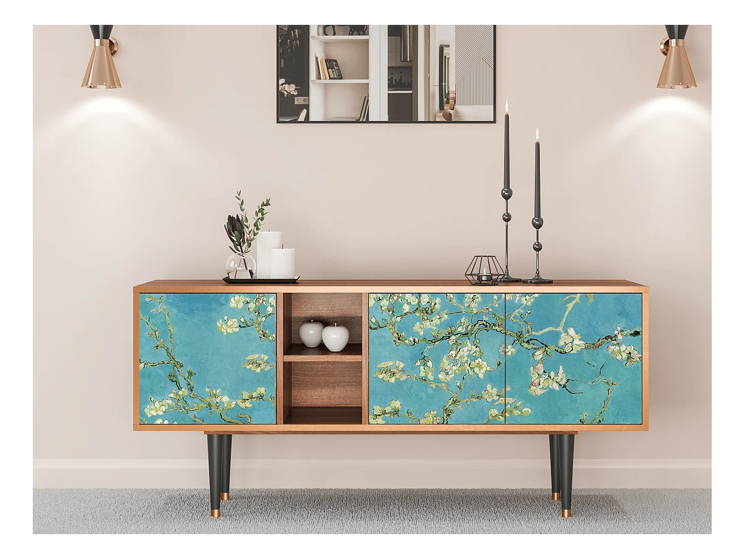 Meuble TV - 150х69х41 cm - T5 - Almond Blossom, Noyer