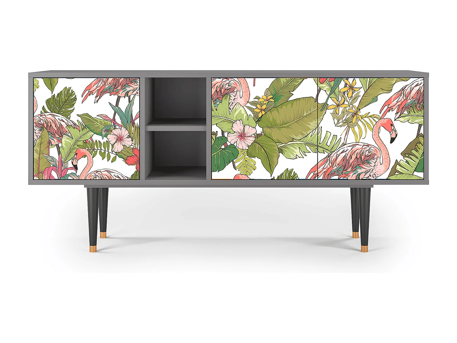 Mueble de TV - 150х69х41 cm - T5 - Sweet Flamingo, Gris