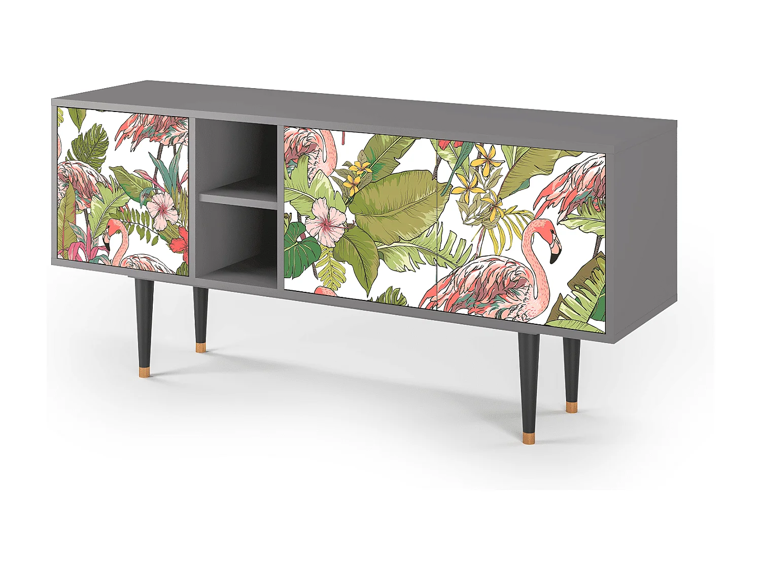 Mueble de TV - 150х69х41 cm - T5 - Sweet Flamingo, Gris