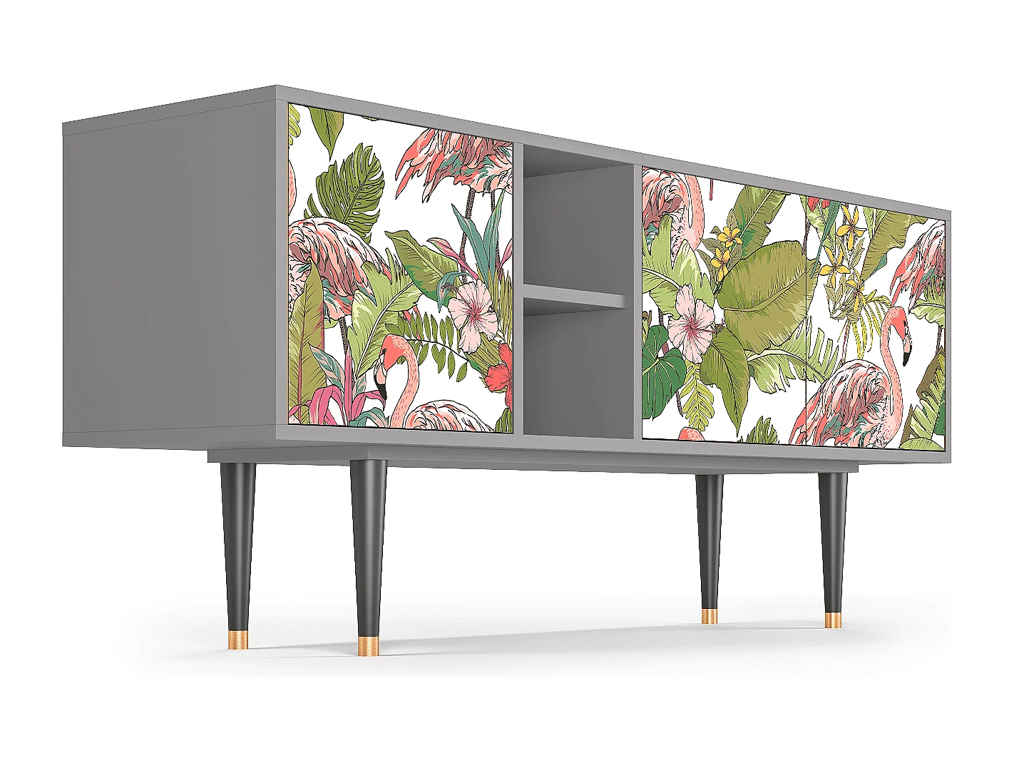 Mueble de TV - 150х69х41 cm - T5 - Sweet Flamingo, Gris