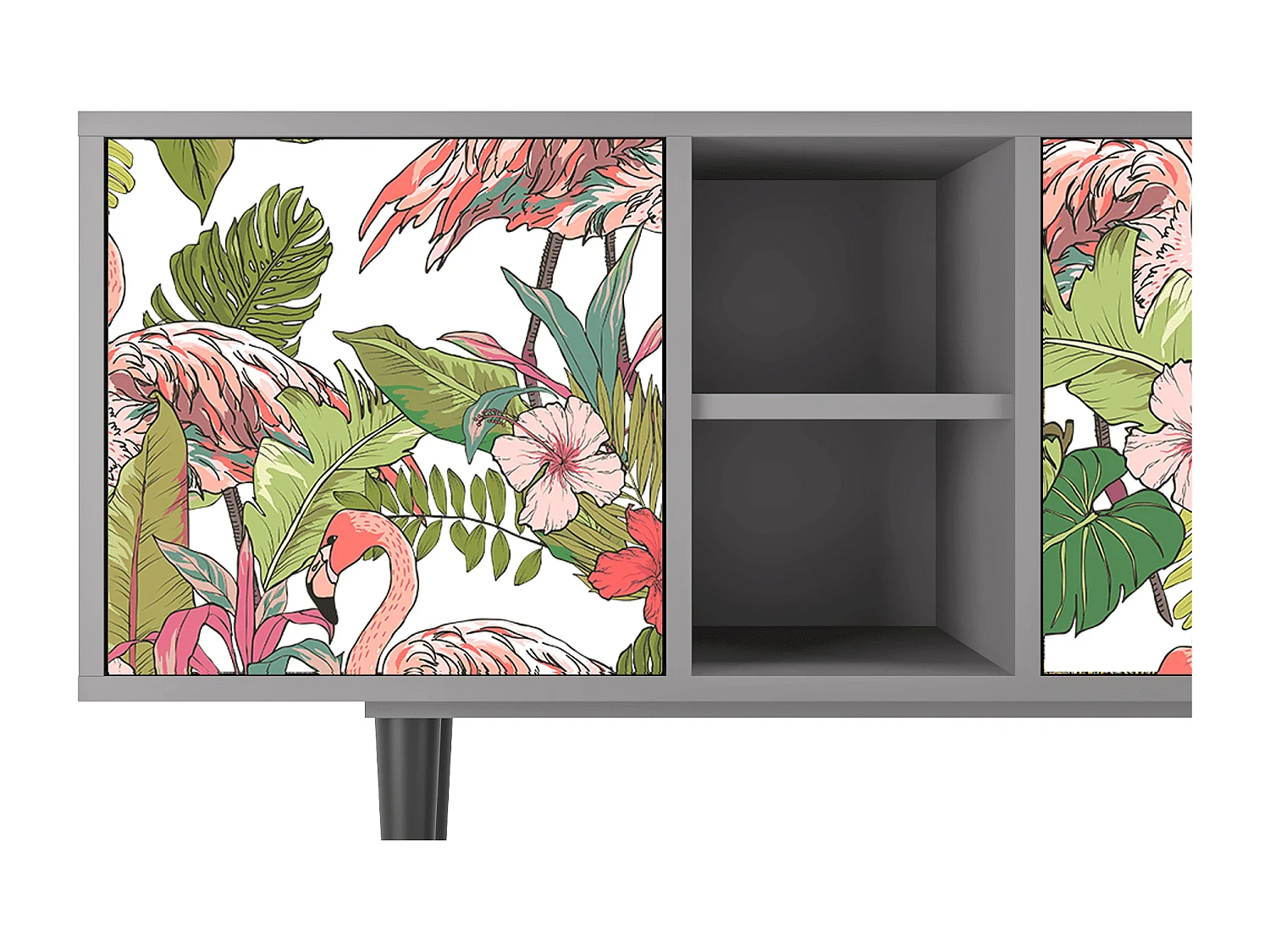 Mueble de TV - 150х69х41 cm - T5 - Sweet Flamingo, Gris