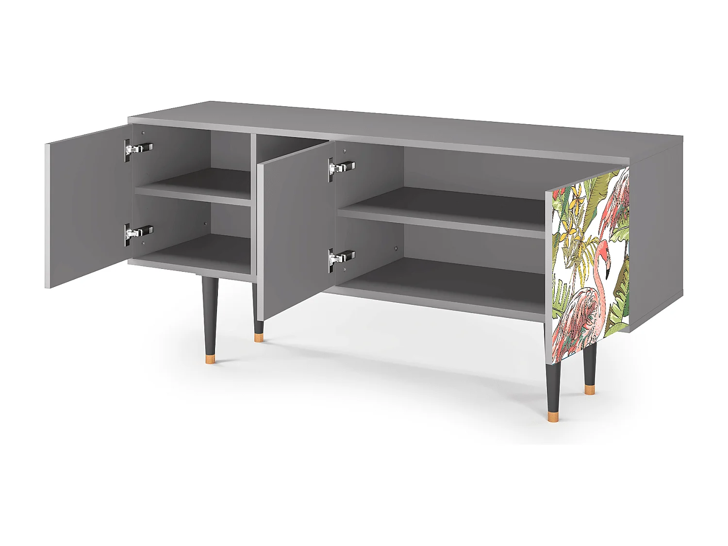 Mueble de TV - 150х69х41 cm - T5 - Sweet Flamingo, Gris