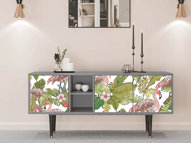 Szafka RTV - 150х69х41 cm - T5 - Sweet Flamingo, Szary