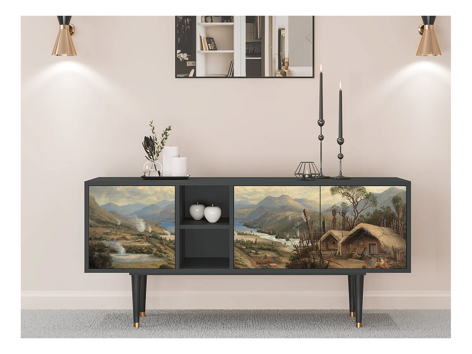 Meuble TV - 150х69х41 cm - T5 - View Across the Plains , Anthracite