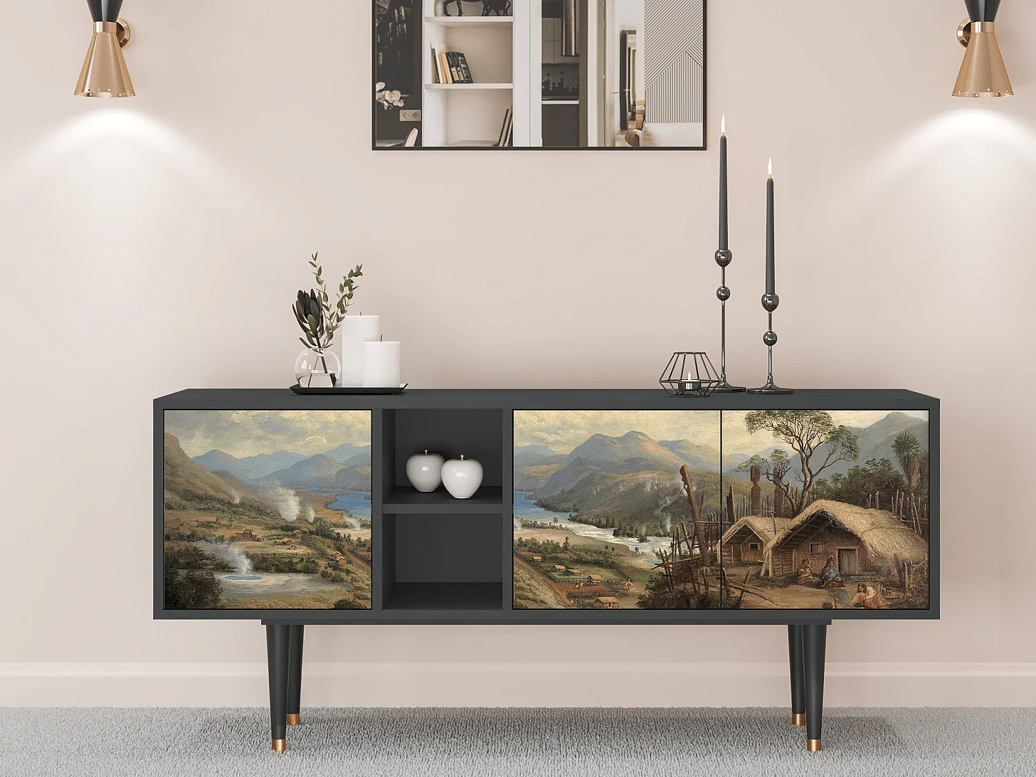 Meuble TV - 150х69х41 cm - T5 - View Across the Plains , Anthracite
