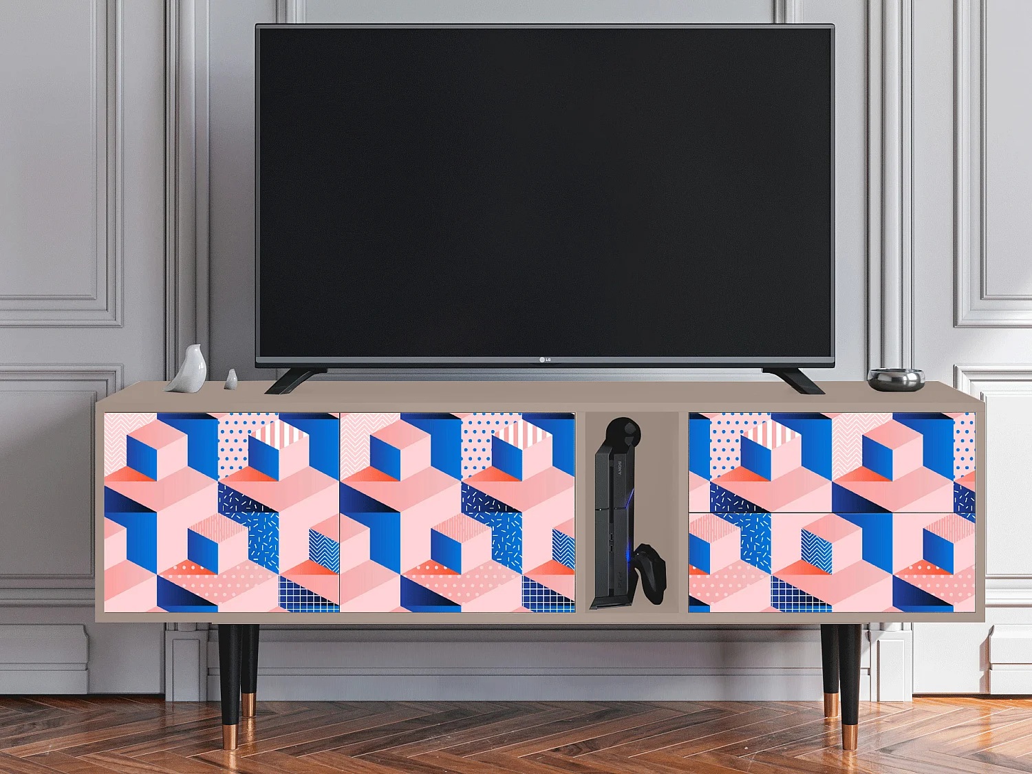 TV-meubel - 170х69х48 cm - T1 - Pinky Squares, Latte