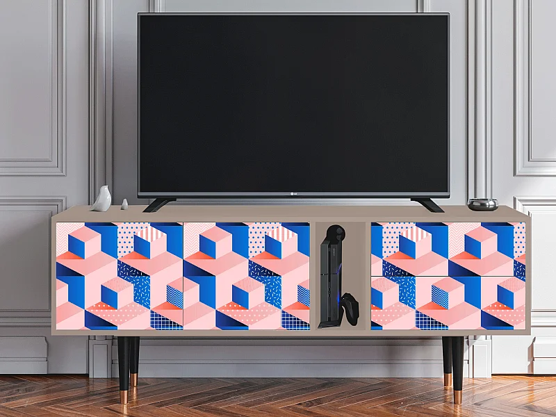 Meuble TV - 170х69х48 cm - T1 - Pinky Squares, Latte