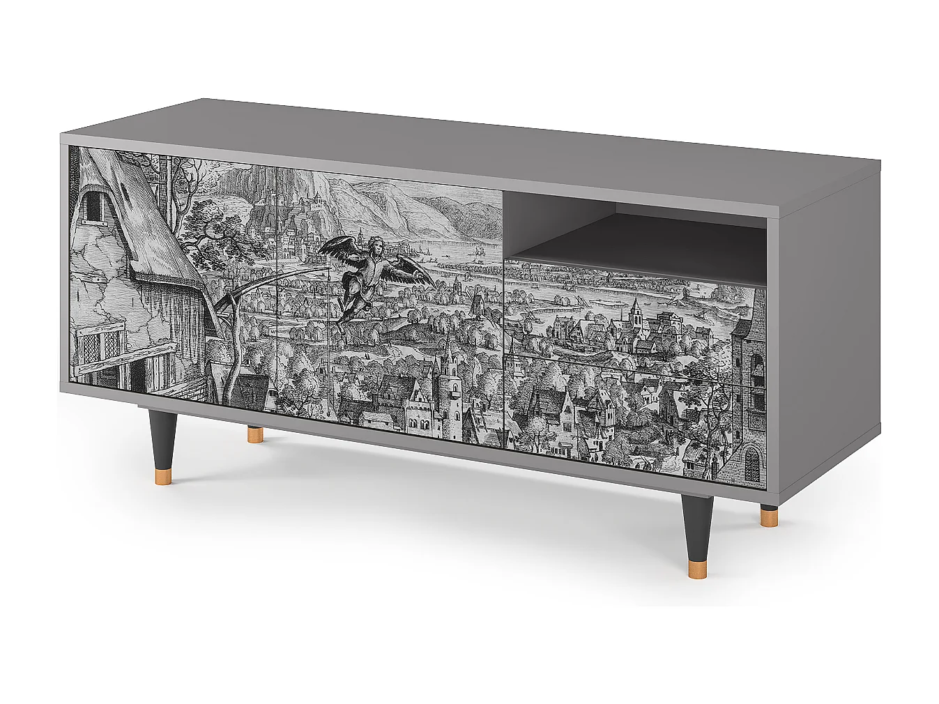 Mueble de TV - 125х56х41 cm - T7 - Departure, Cinza