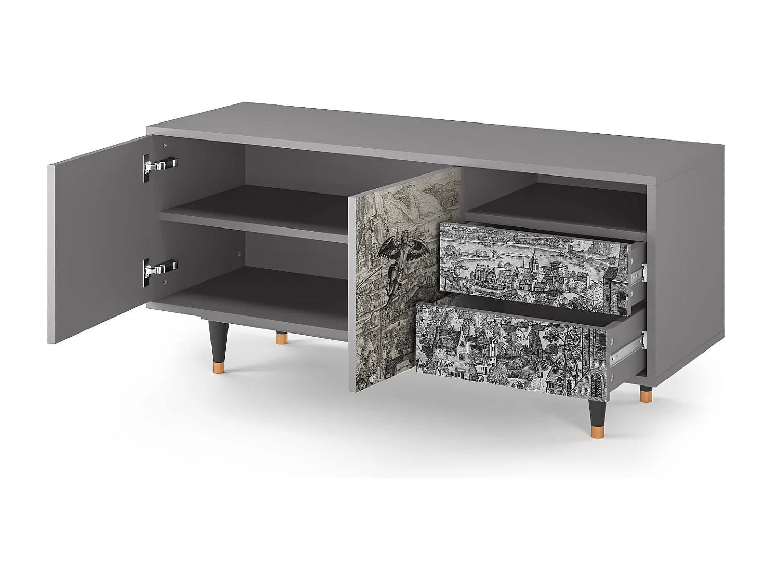 Mueble de TV - 125х56х41 cm - T7 - Departure, Cinza