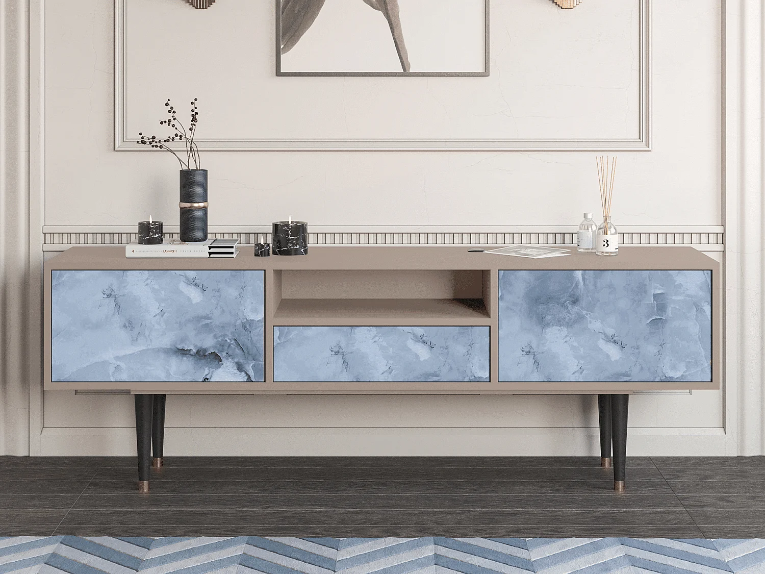 TV-meubel - 170х59х41 cm - T6 - Feather Ice, Latte