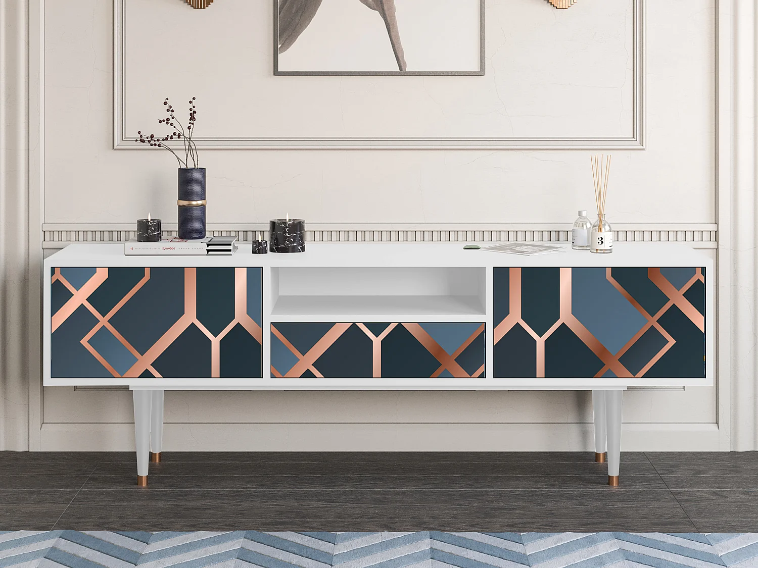 Szafka RTV - 170х59х41 cm - T6 - Ashy 1920', Biały