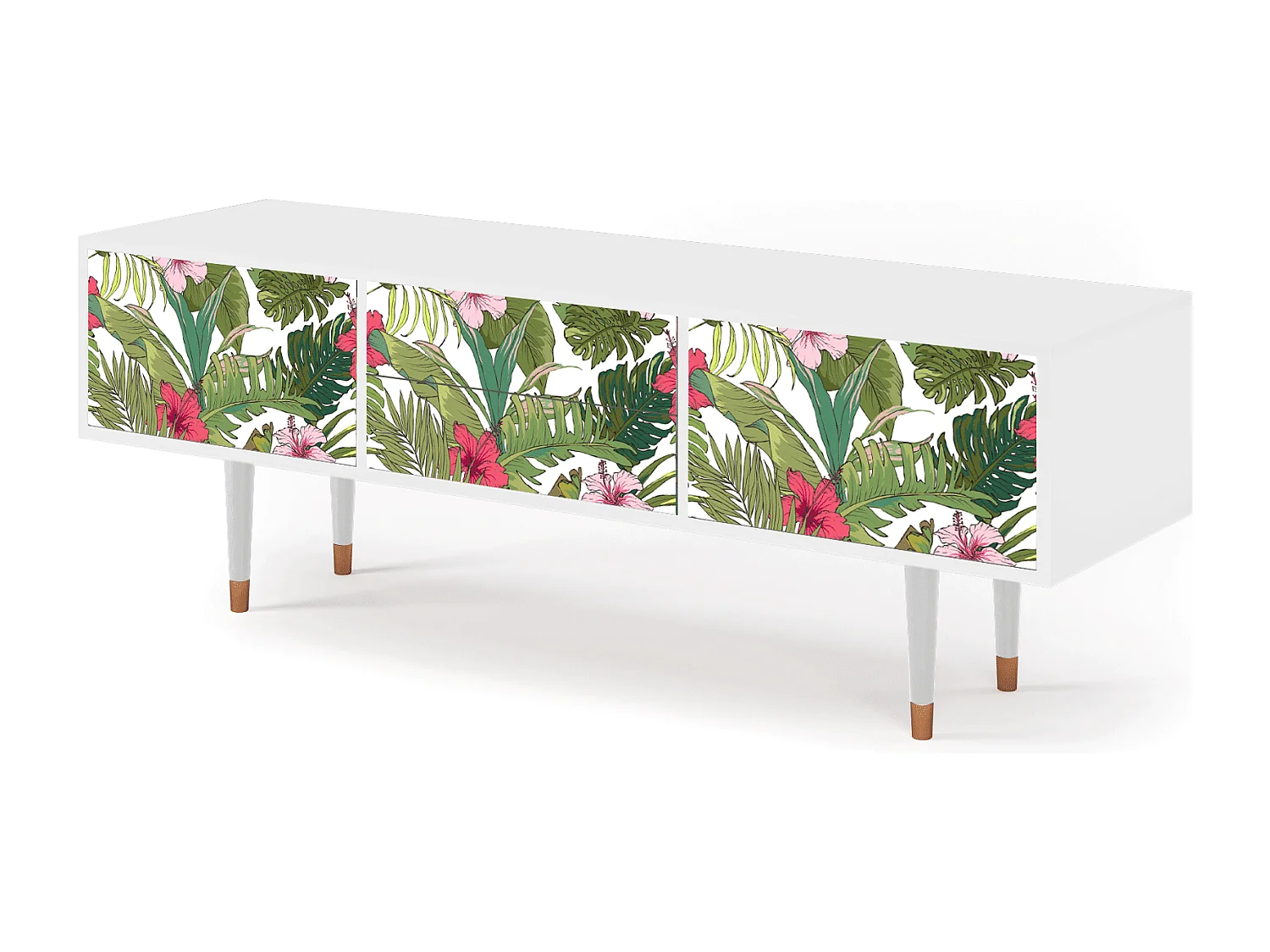 Mobile TV - 170х59х48 cm - T4 - Verdant Tropics, Bianco