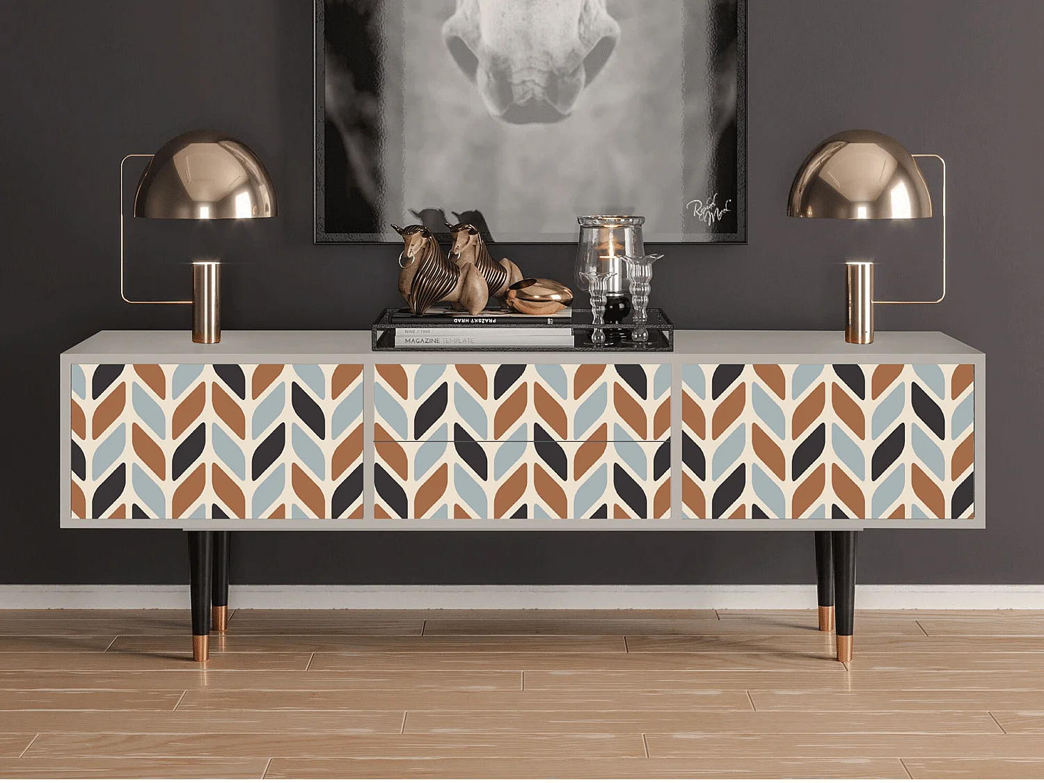 Meuble TV - 170х59х48 cm - T4 - Beige Laure, Sable