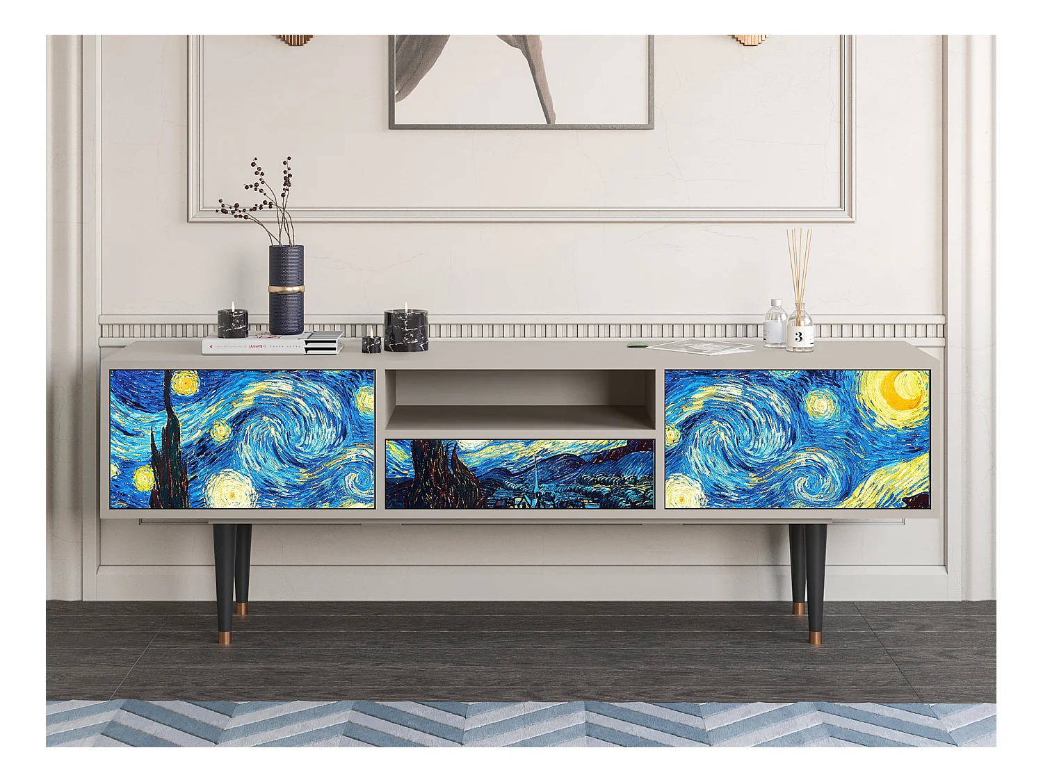 Meuble TV - 170х59х41 cm - T6 - The Starry Night  , Sable