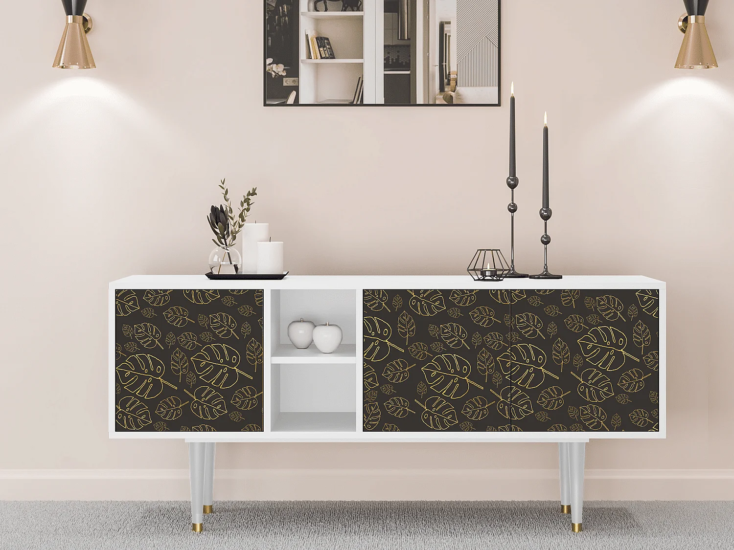 Meuble TV - 150х69х41 cm - T5 - Fall Of The Leaves, Blanc