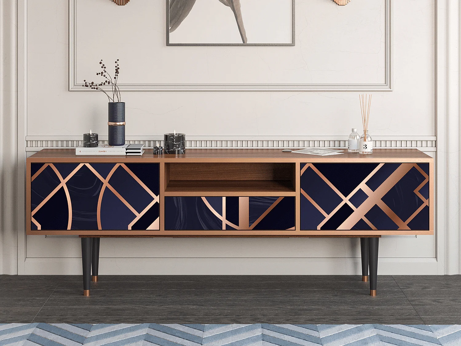 Meuble TV - 170х59х41 cm - T6 - Purple Temple, Noyer