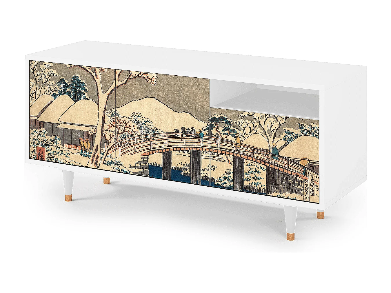 Meuble TV - 125х56х41 cm - T7 - Katabira River, Blanc