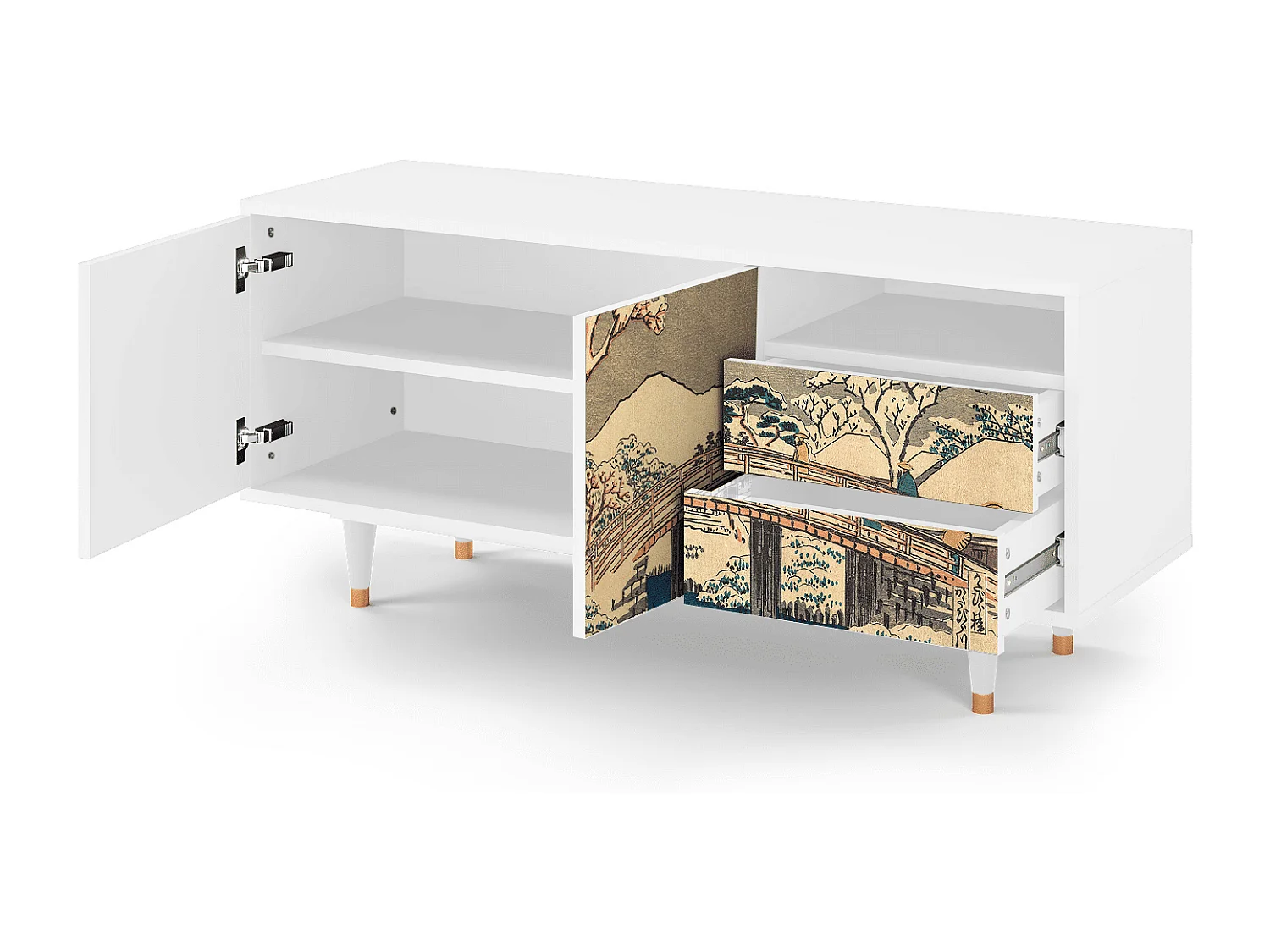 Meuble TV - 125х56х41 cm - T7 - Katabira River, Blanc