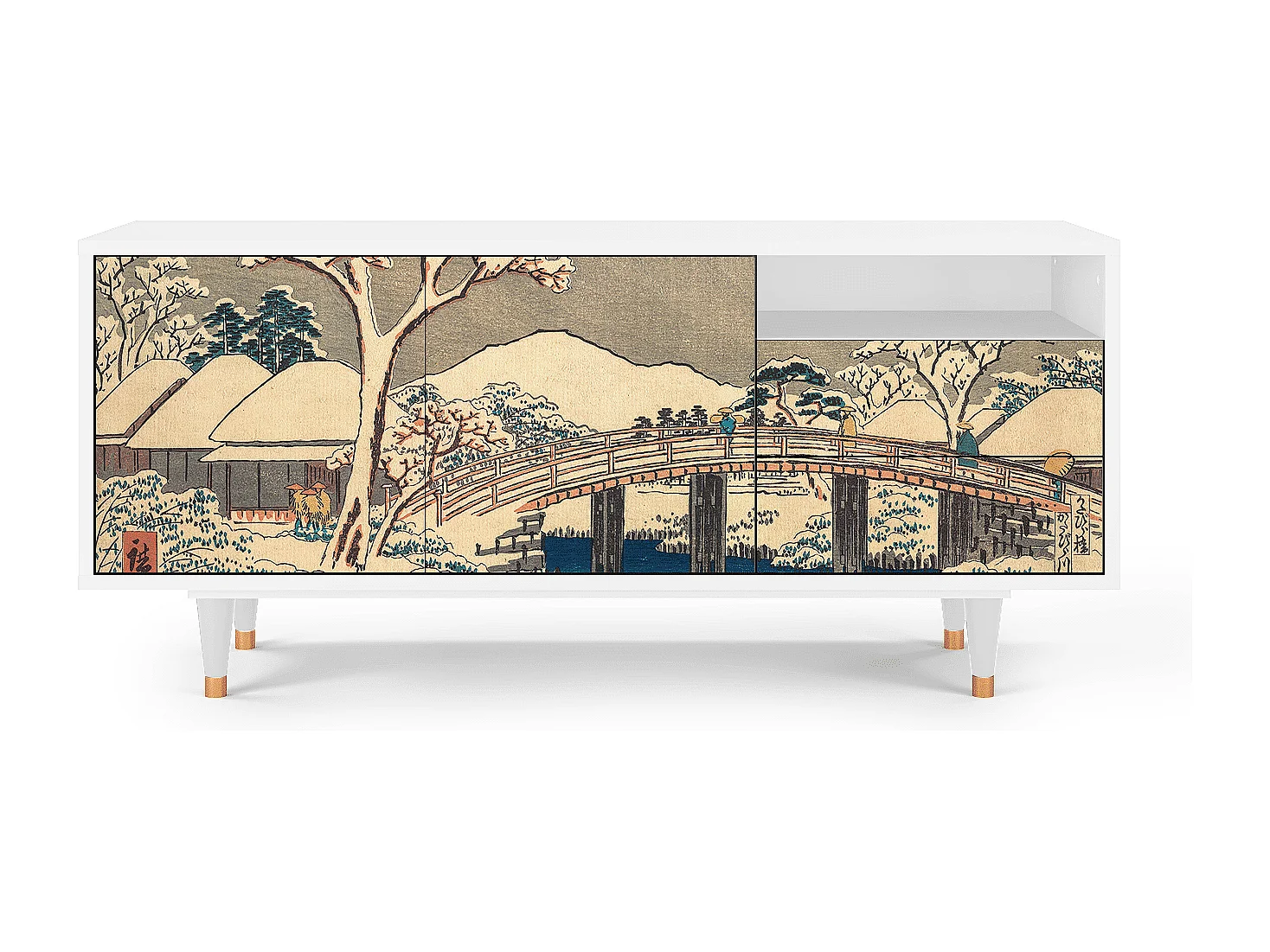 Meuble TV - 125х56х41 cm - T7 - Katabira River, Blanc