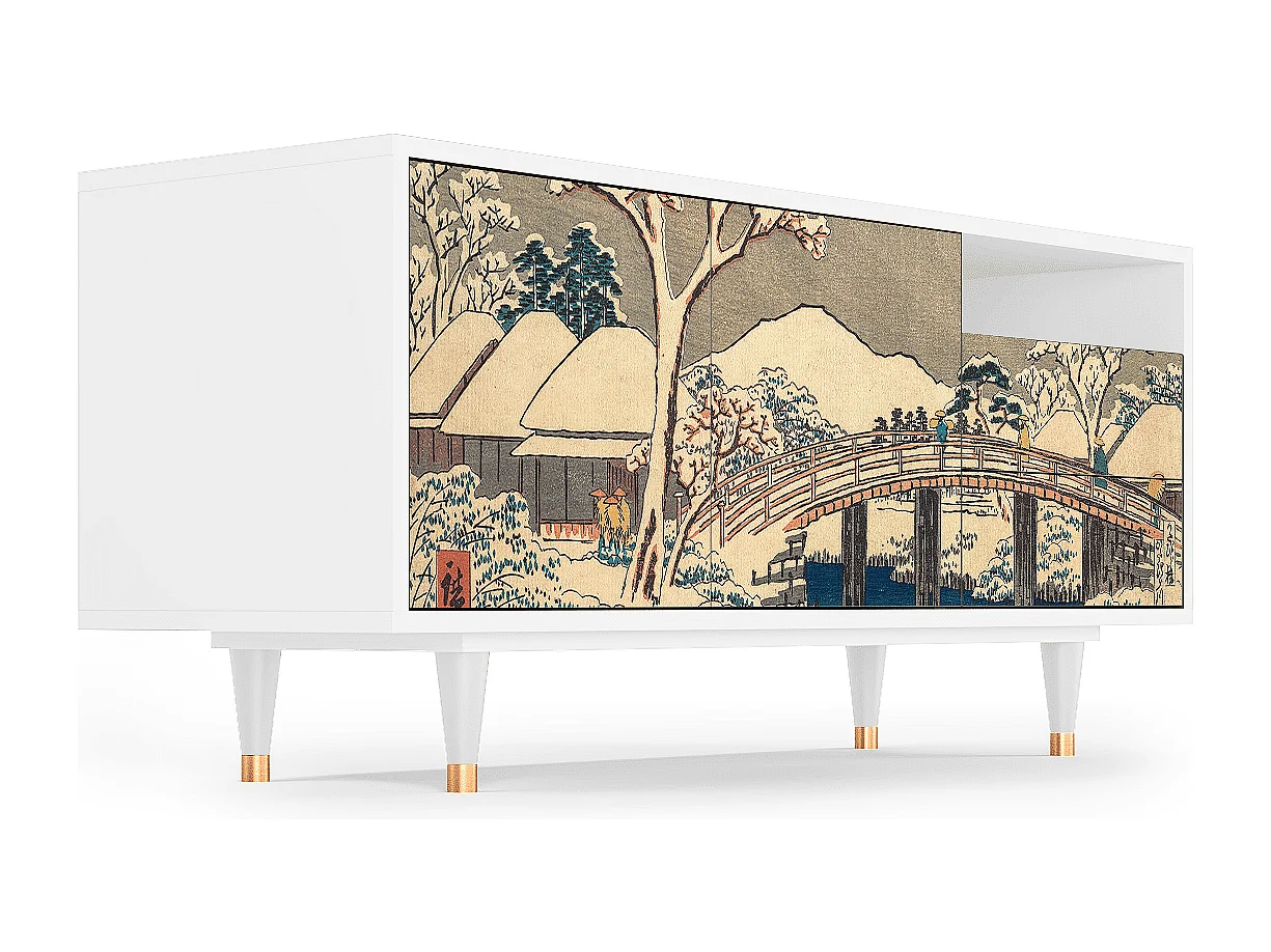 Meuble TV - 125х56х41 cm - T7 - Katabira River, Blanc