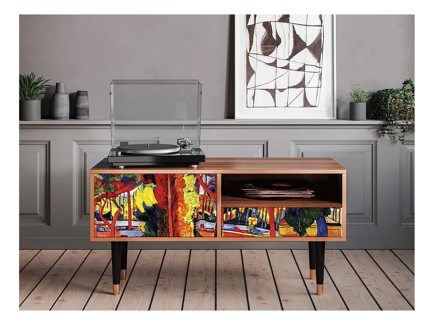 TV-Möbel - 115х59х48 cm - T3 - The Turning Road, Walnuss