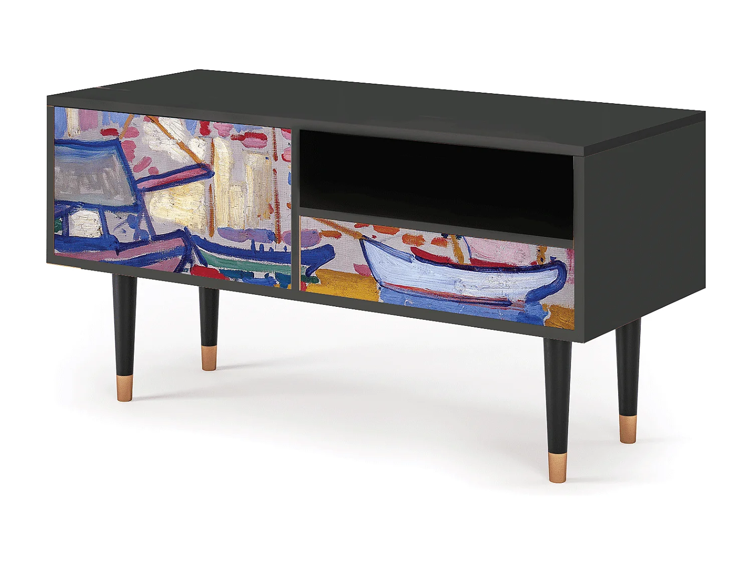 Szafka RTV - 115х59х48 cm - T3 - The Port of Collioure , Antracyt