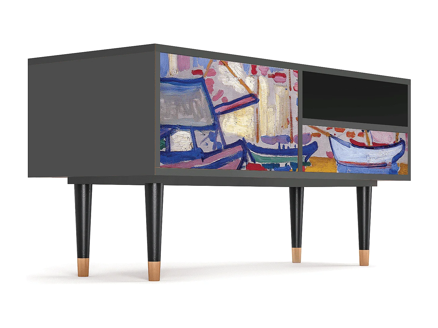 Szafka RTV - 115х59х48 cm - T3 - The Port of Collioure , Antracyt