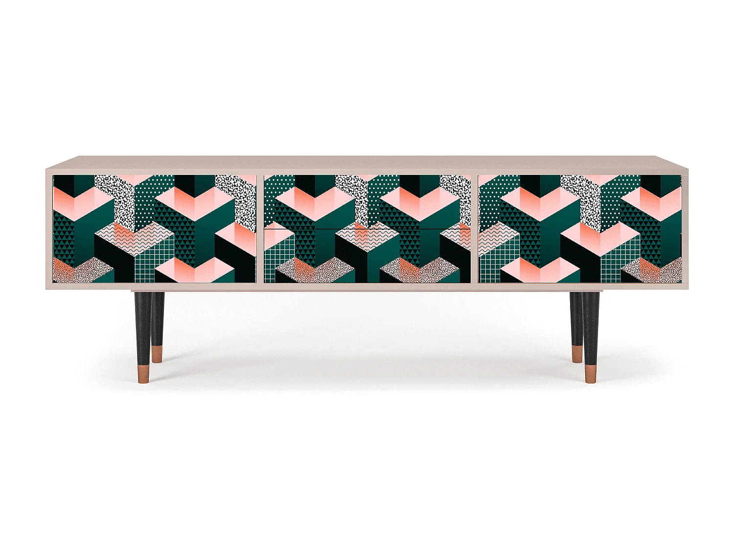 Mueble de TV - 170х59х48 cm - T4 - Geometric Madness, Latte