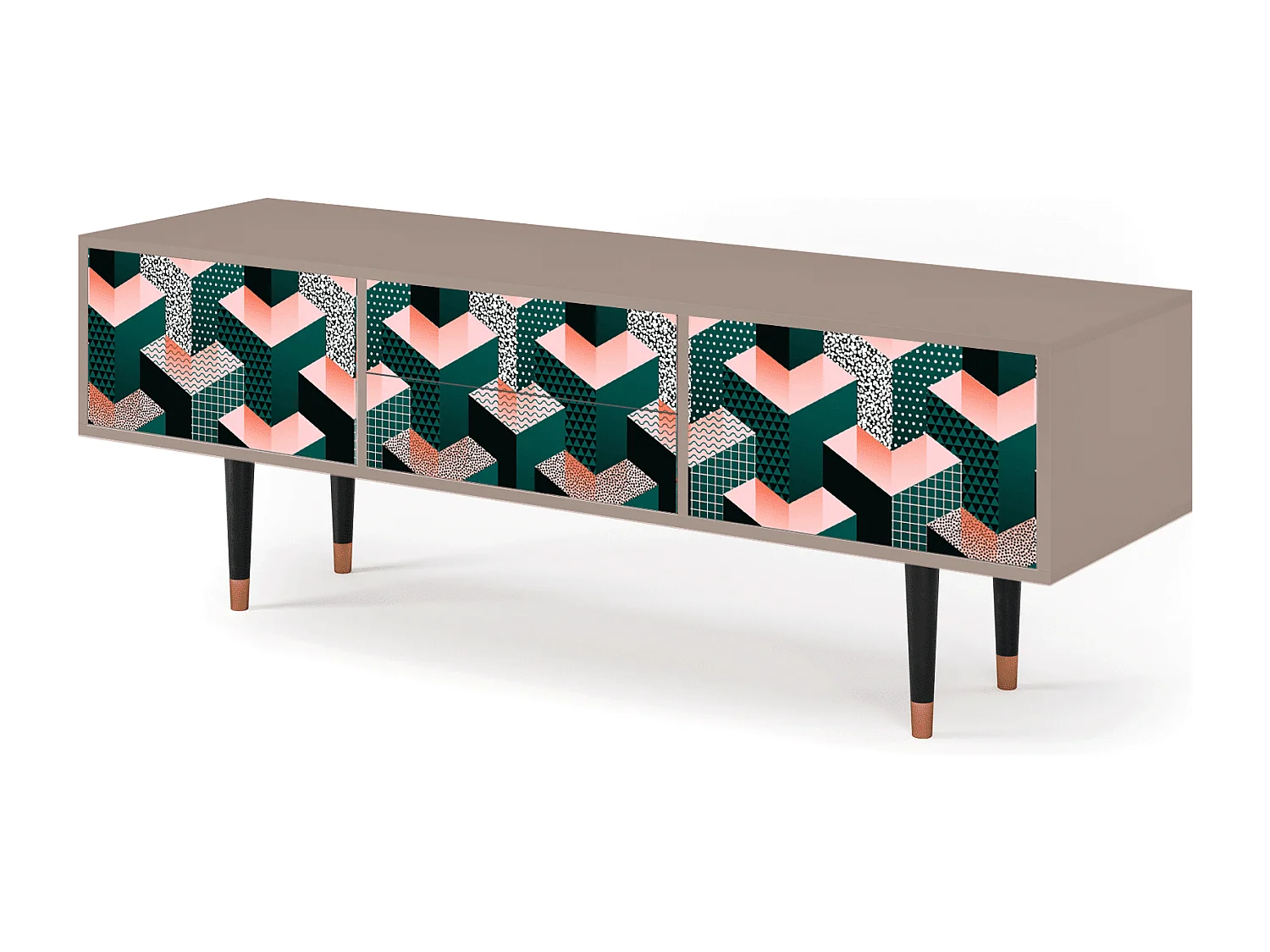 Mueble de TV - 170х59х48 cm - T4 - Geometric Madness, Latte