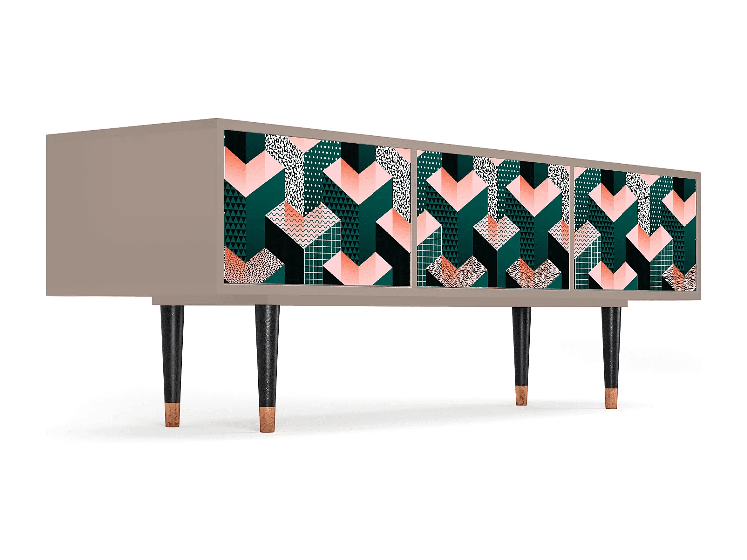 Mueble de TV - 170х59х48 cm - T4 - Geometric Madness, Latte