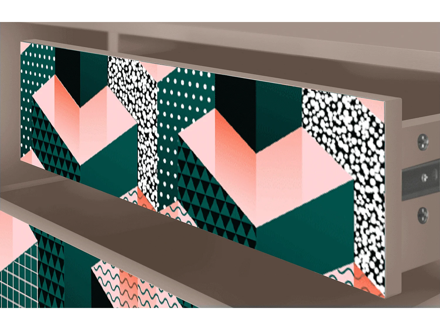 Mueble de TV - 170х59х48 cm - T4 - Geometric Madness, Latte