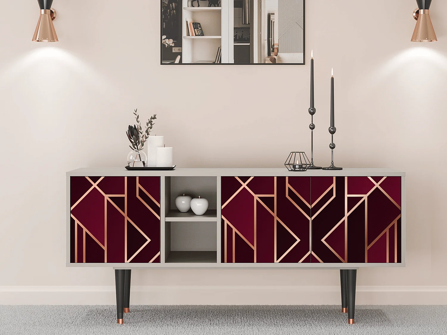 Mobile TV - 150х69х41 cm - T5 - Burgundy Jewelery, Sabbia