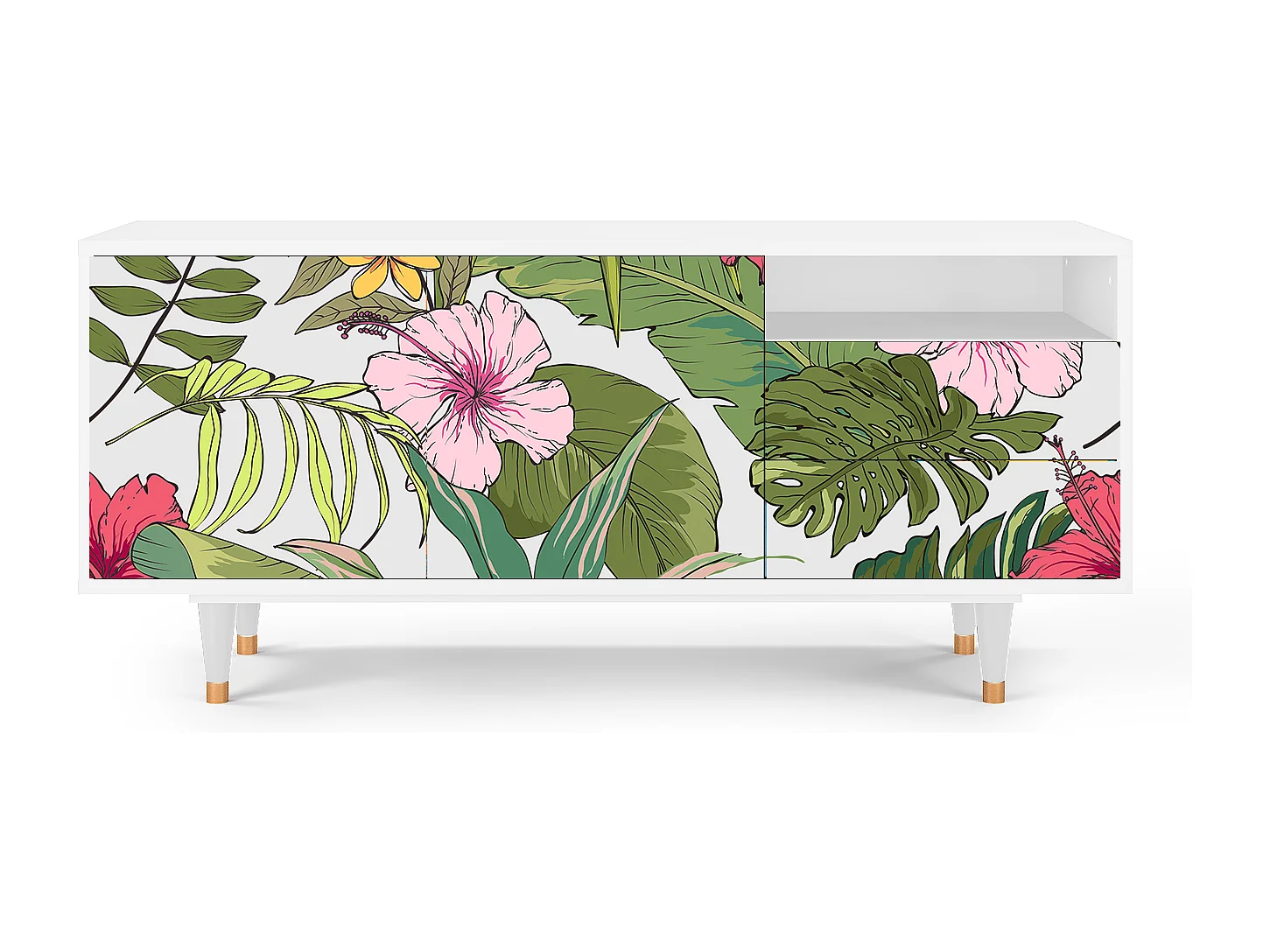 Mobile TV - 125х56х41 cm - T7 - Verdant Tropics, Bianco