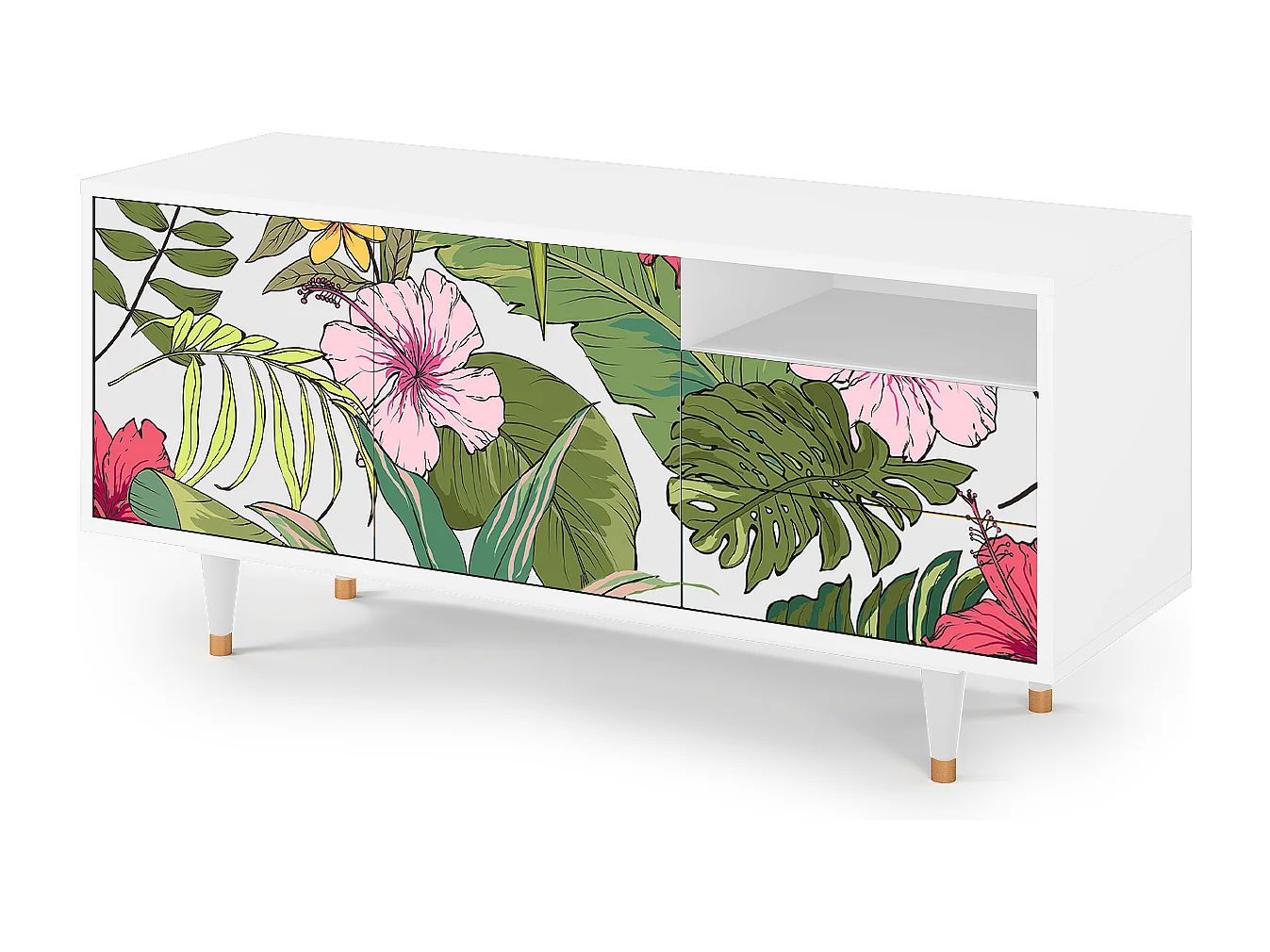 Mobile TV - 125х56х41 cm - T7 - Verdant Tropics, Bianco