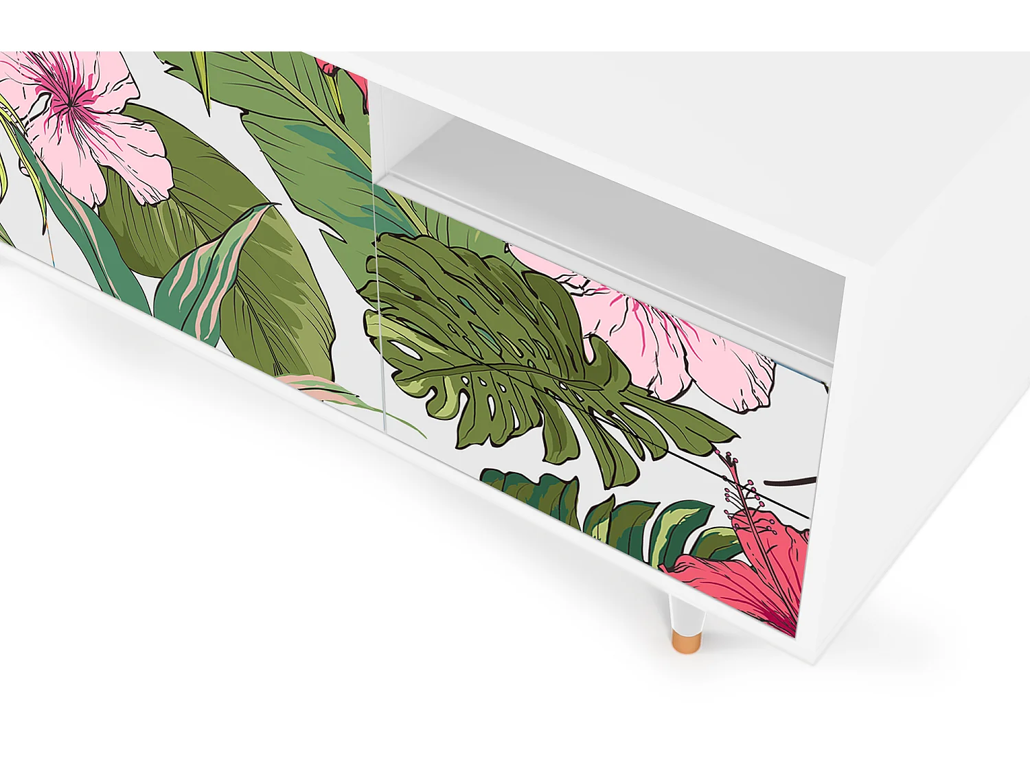 Mobile TV - 125х56х41 cm - T7 - Verdant Tropics, Bianco