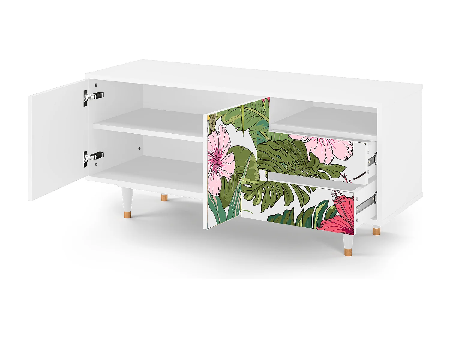 Mobile TV - 125х56х41 cm - T7 - Verdant Tropics, Bianco