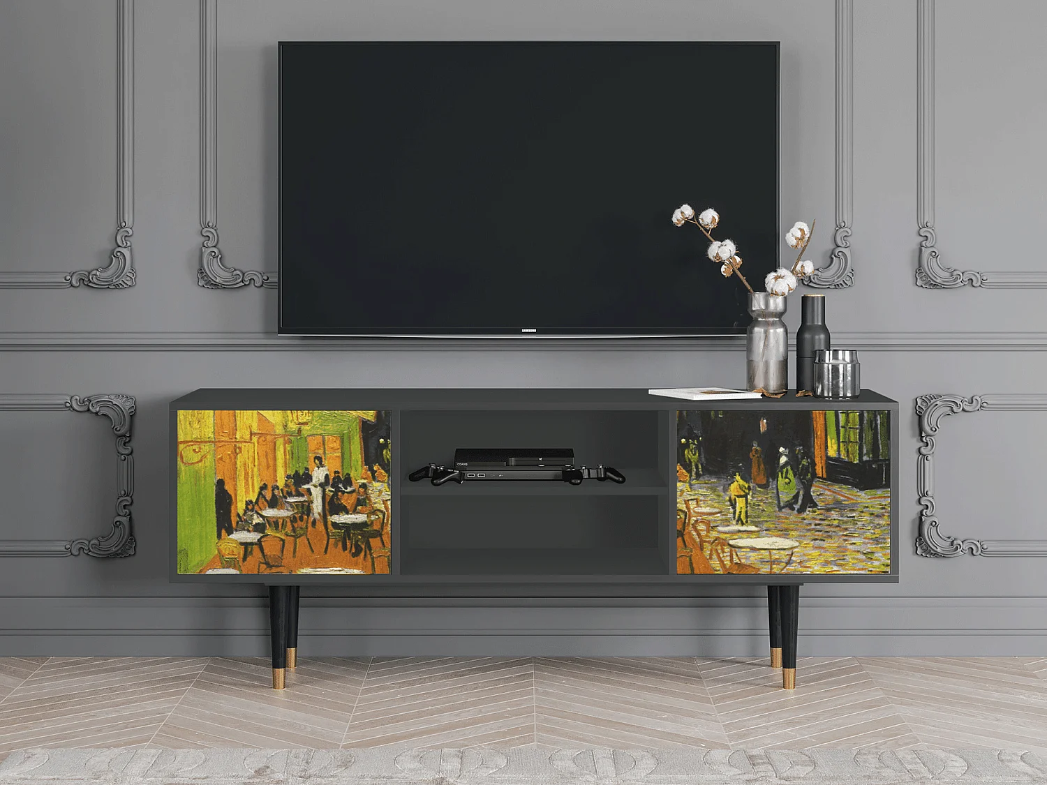 Meuble TV - 170х69х48 cm - T2 - Café Terrace at Night, Anthracite