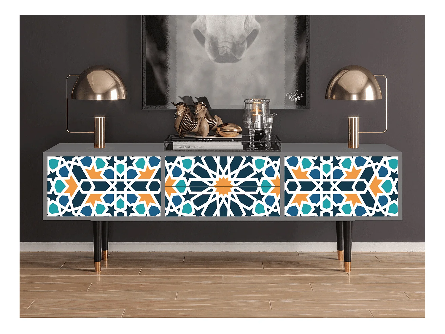 Szafka RTV - 170х59х48 cm - T4 - Kaleidoscope, Szary