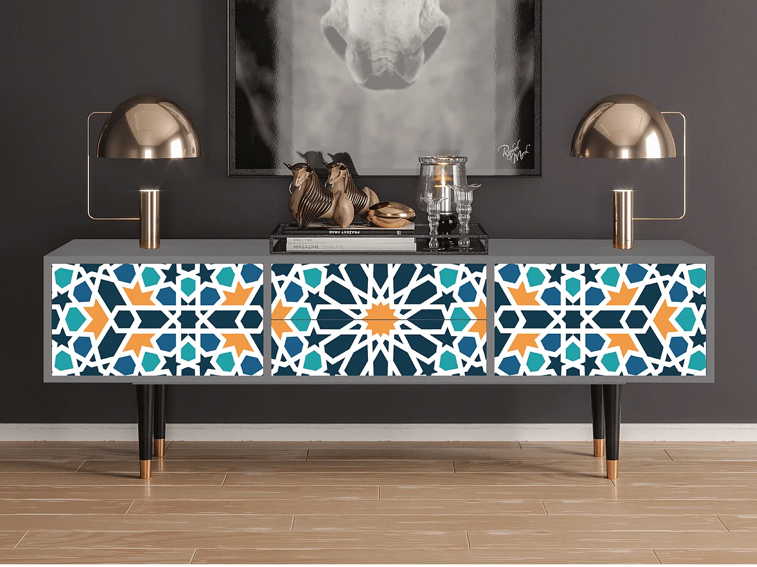 Mueble de TV - 170х59х48 cm - T4 - Kaleidoscope, Gris