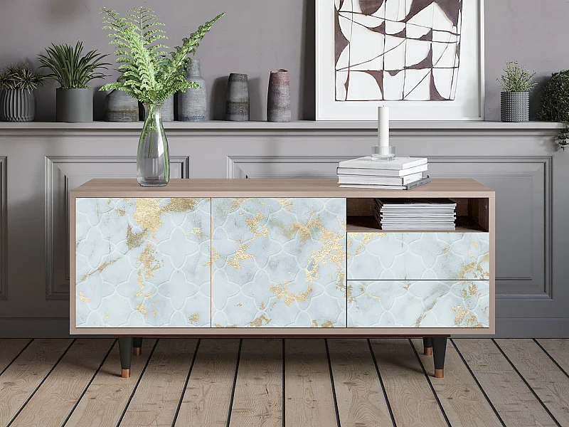 Meuble TV - 125х56х41 cm - T7 - Golden Waves, Latte