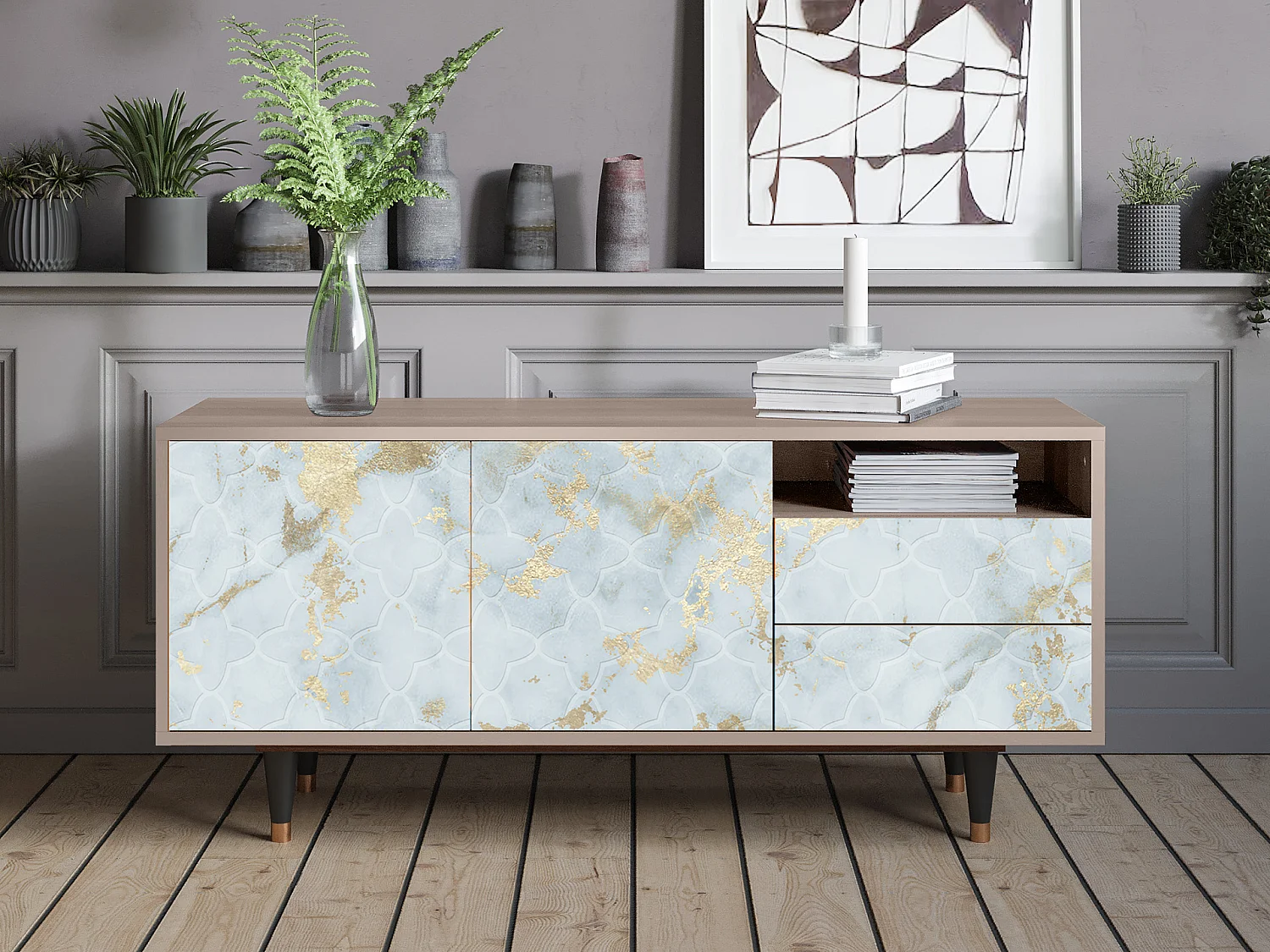 Mobile TV - 125х56х41 cm - T7 - Golden Waves, Latte