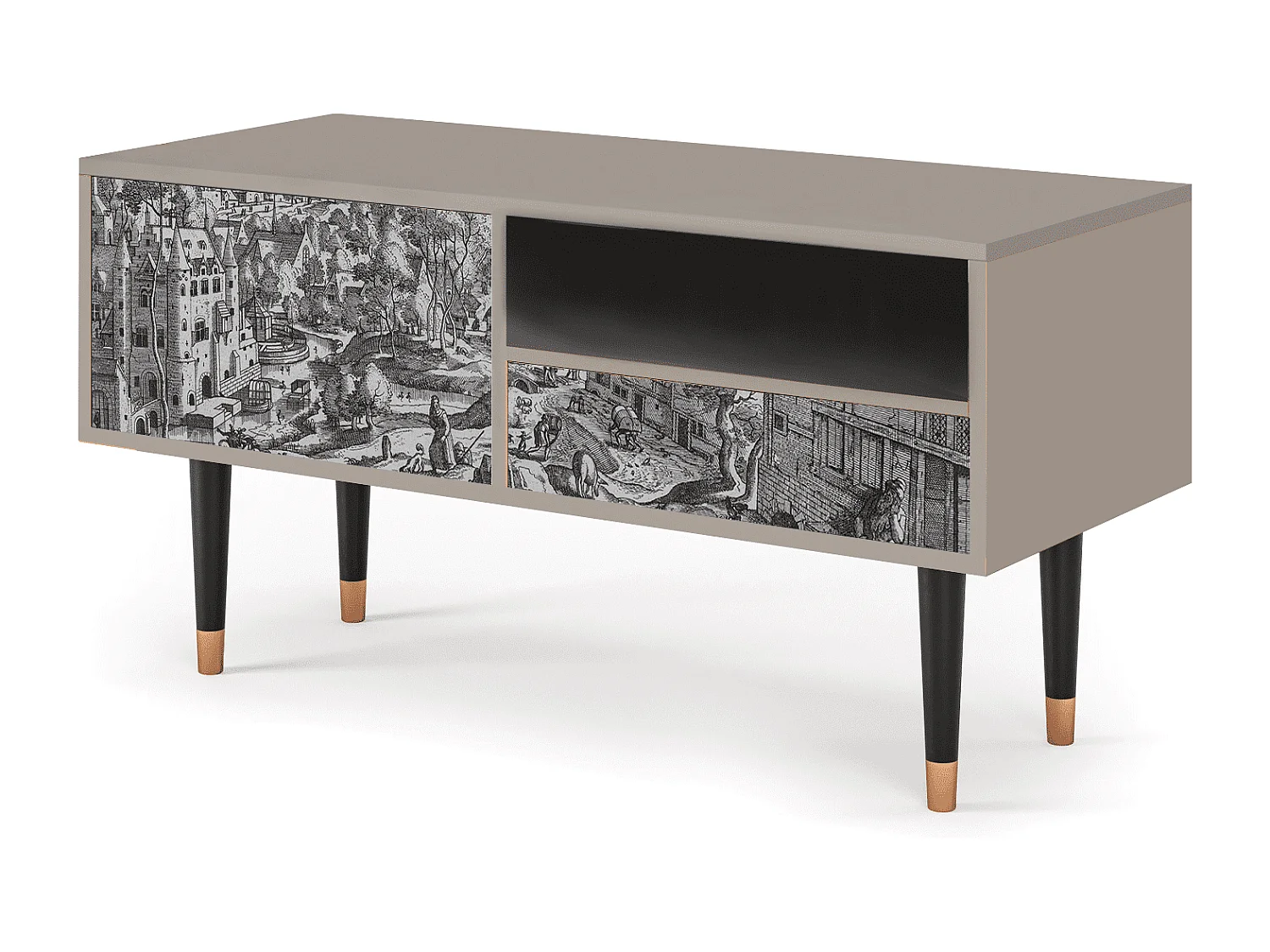 Meuble TV - 115х59х48 cm - T3 - Bird Dropping, Sable