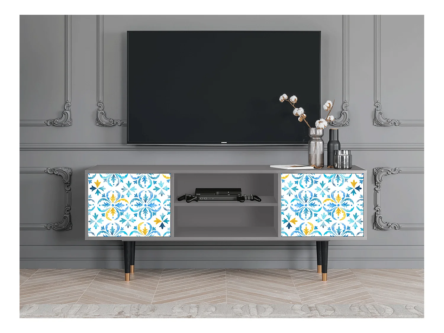 Meuble TV - 170х69х48 cm - T2 - Lisbon Flover, Gris