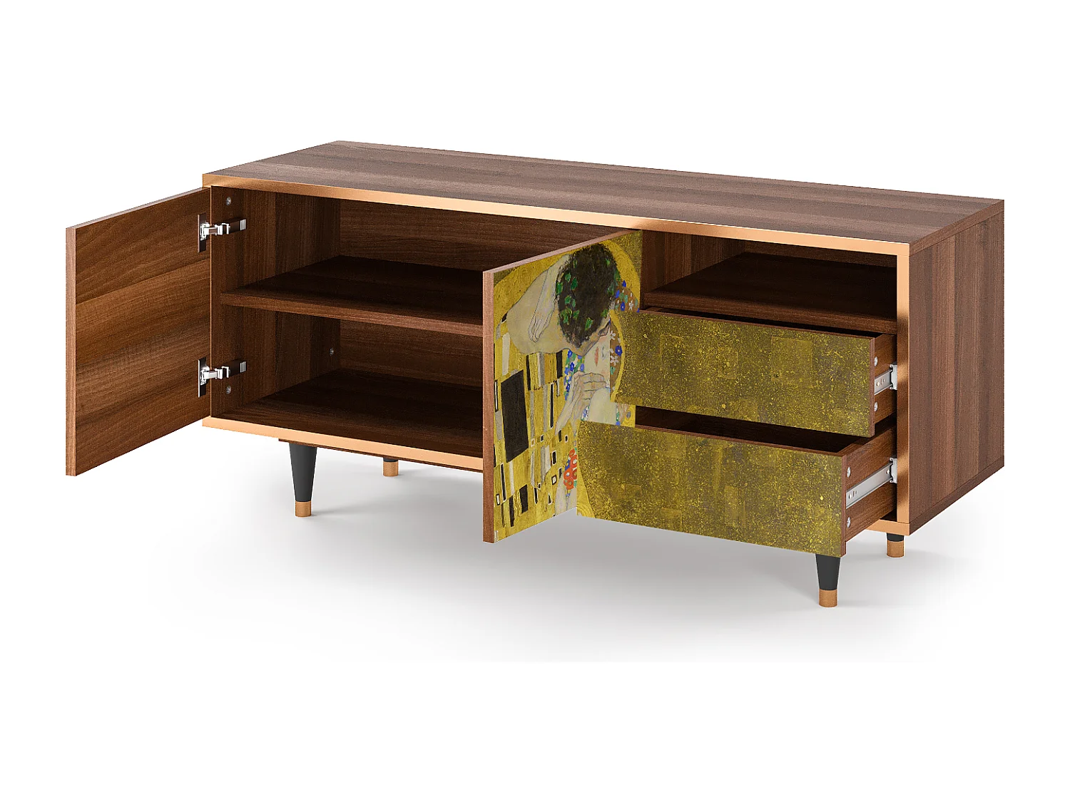 Mueble de TV - 125х56х41 cm - T7 - The Kiss by Klimt , Nogal