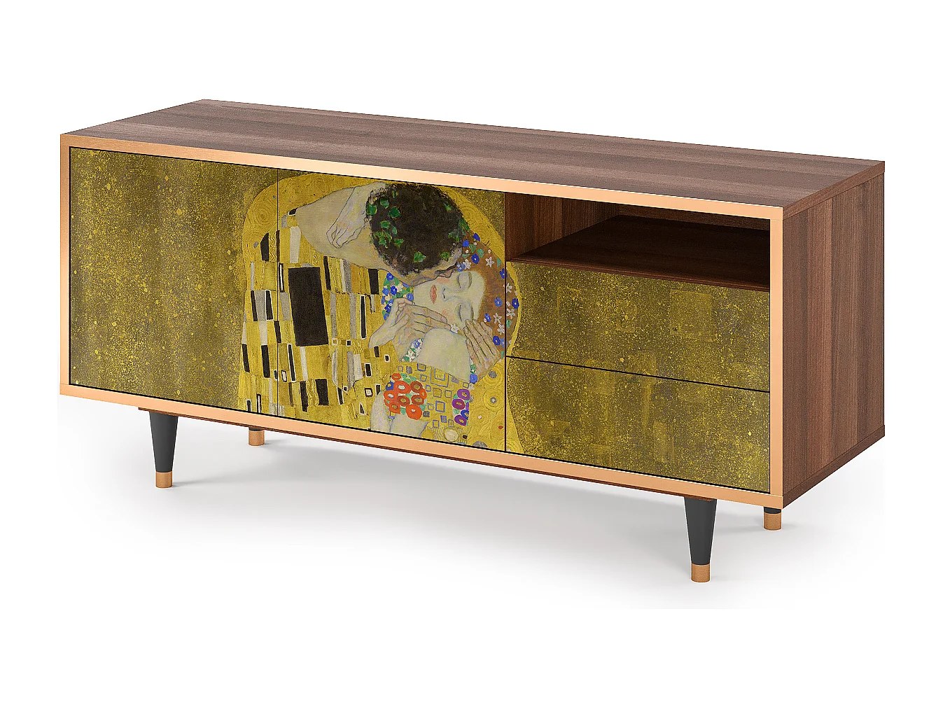 Meuble TV - 125х56х41 cm - T7 - The Kiss by Klimt , Noyer