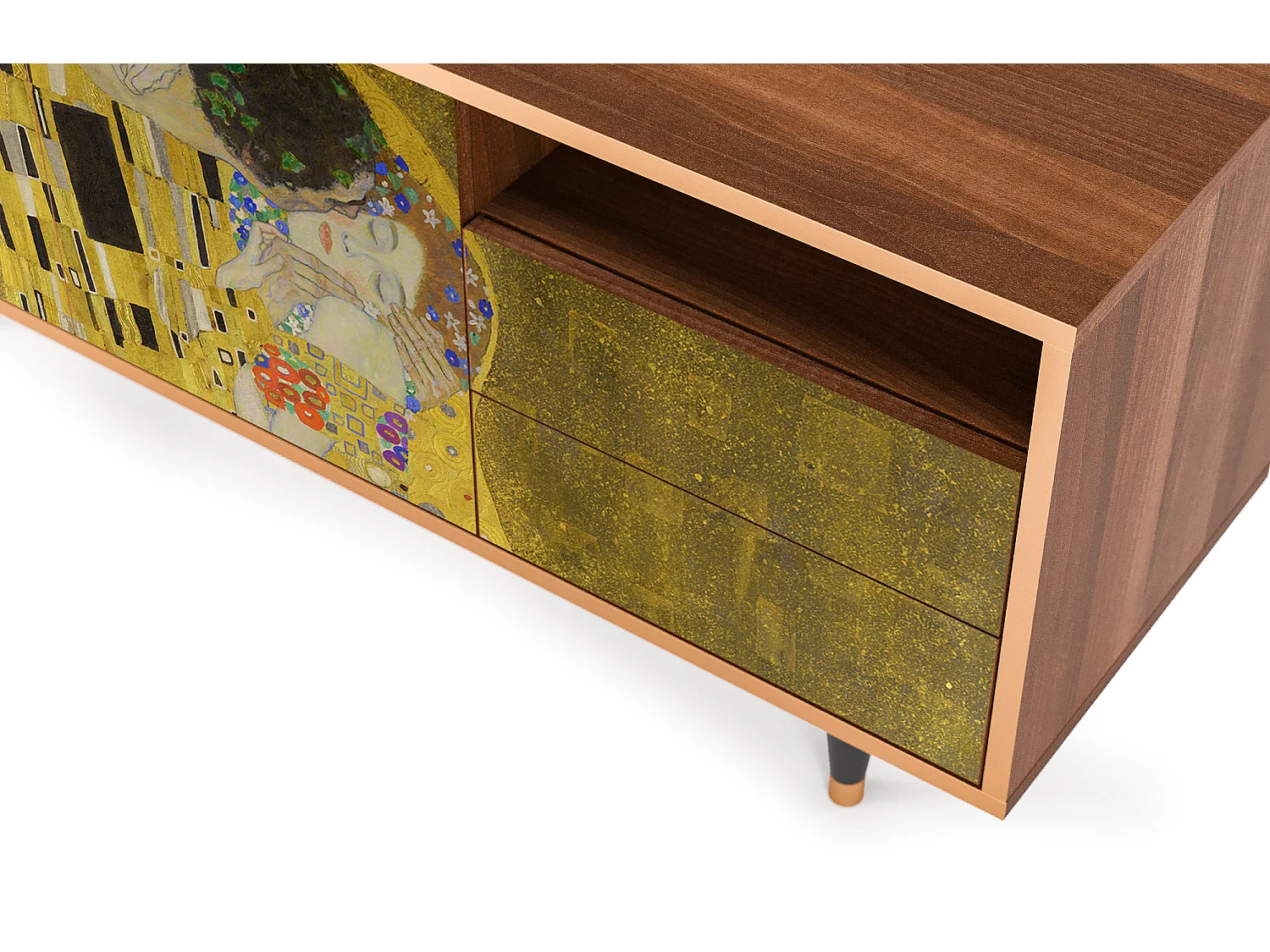 Meuble TV - 125х56х41 cm - T7 - The Kiss by Klimt , Noyer